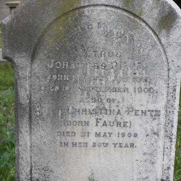 PENTZ Petrus Johannes 1848-1900 &amp; Anna Christina FAURE -1908