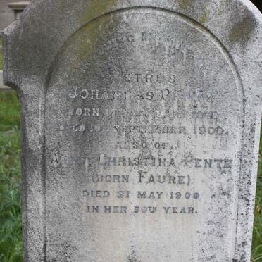 PENTZ Petrus Johannes 1848-1900 &amp; Anna Christina FAURE -1908