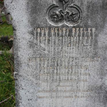 REELER John Henry 1813-1873 &amp; Martha Jacoba VOGELGEZONG 1828-1892