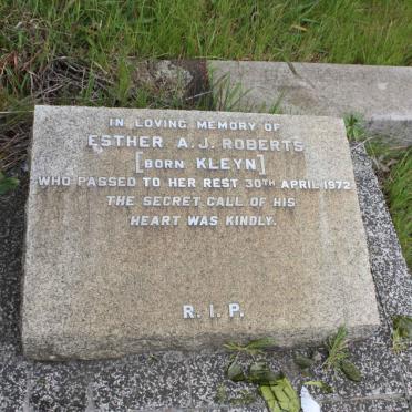 ROBERTS Esther A.J. nee KLEYN -1972