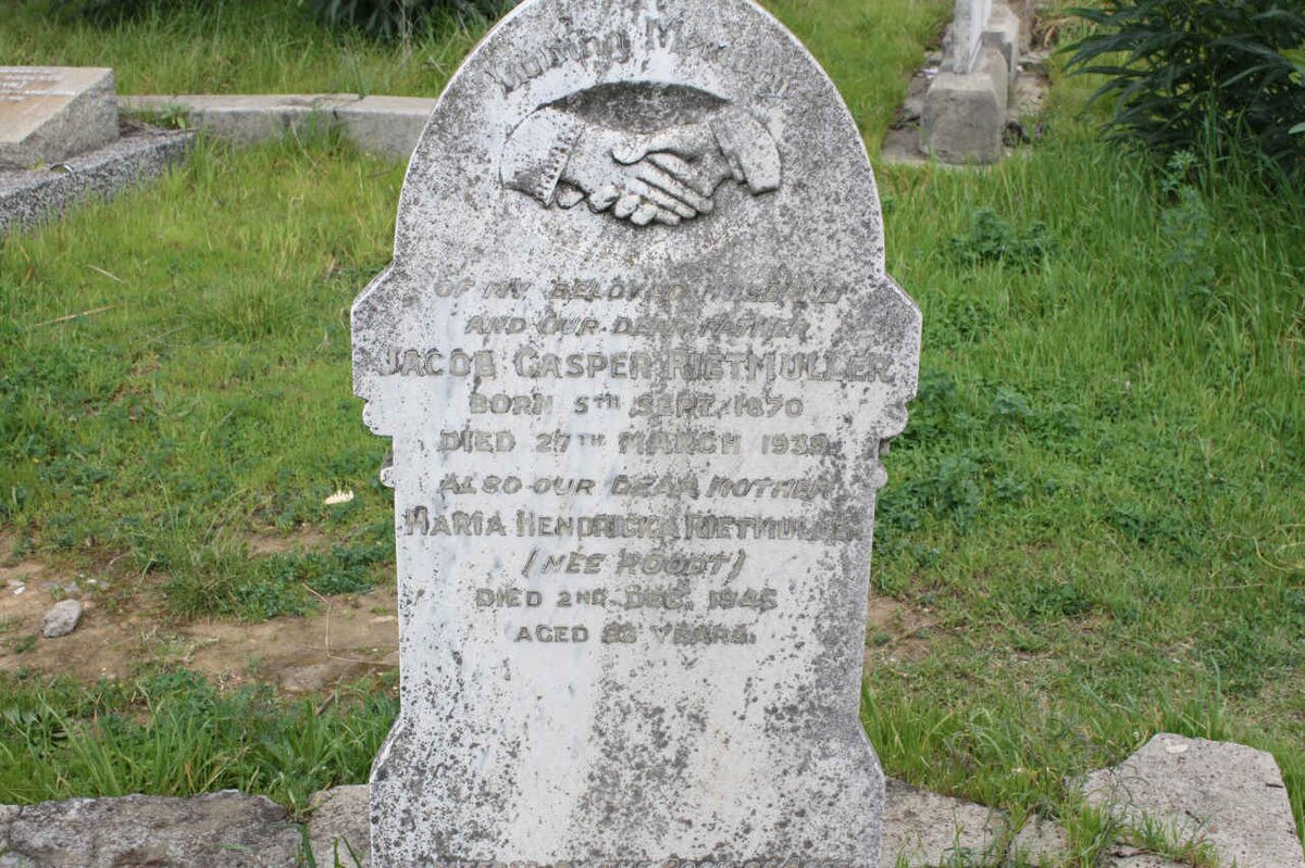 RIETMULLER Jacob Casper 1870-1939 &amp; Maria Hendricka ROODT -1945