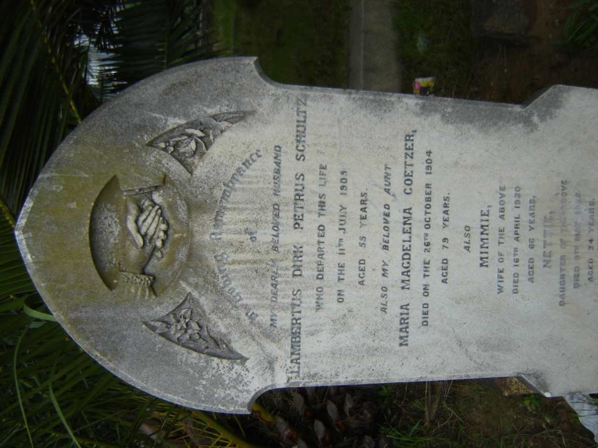 SCHULTZ  Lambertus Dirk Petrus -1905 &amp; Mimmie -1920 ::  SCHULTZ Nettie -19?2 :: COETZER Maria Magdalena -1904