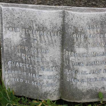 STANLEY Richard Charles 1864-1901 &amp; Catherina Fredricka Magdalena JOHNSON 1873-1947