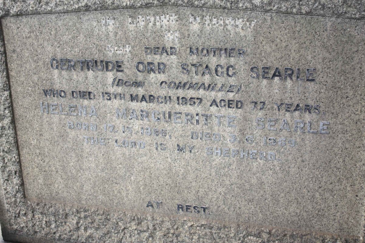 SEARLE Gertrude Orr Stagg nee COMMAILLE -1957 :: SEARLE Helena Margueritte ?