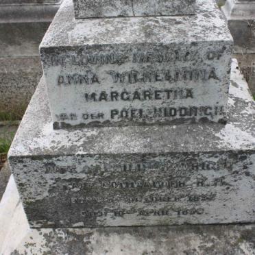 WICHT Anna Wilhelmina Margaretha van der Poel Hiddingh 1852-1890