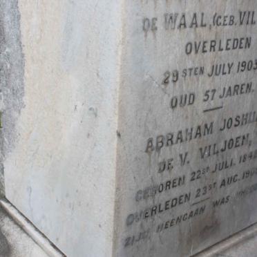 WAAL Abraham Joshua de V. Viljoen, de 1848-1905 &amp; Hendrina Arnoldina VILJOEN -1903 