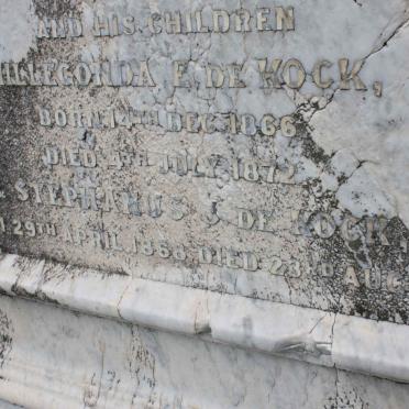 KOCK Servaas, de 1842-1869 :: DE KOCK Hilleconda F. 1866-1972 :: DE KOCK Stephanus J. 1868-1868