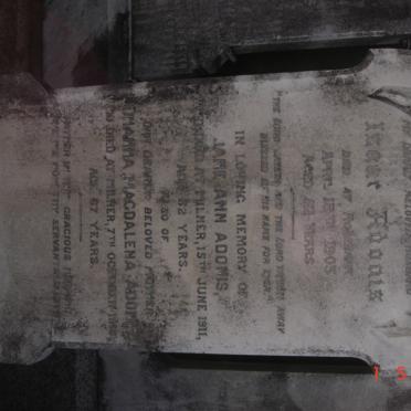 ADONIS Isaac -1903 :: ADONIS Jane Anne  -1911 :: ADONIS Johanna Magdalena  -1918