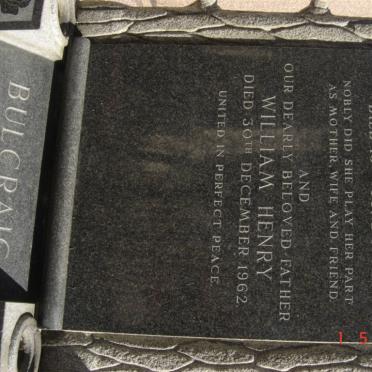 BULCRAIG William Henry -1962 &amp; Mary Elizabeth SCHOUW -1962