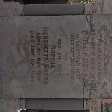BEYER August Frederick Phillip 1852-1900 &amp; Sophia Henrietta 1853-1934