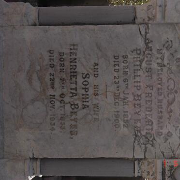 BEYER August Frederick Phillip 1852-1900 &amp; Sophia Henrietta 1853-1934