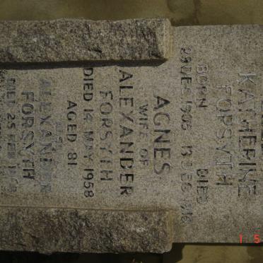 FORSYTH Alexander -1963 &amp;  Agnes -1958 :: FORSYTH Ellen Katherine 1905-1916