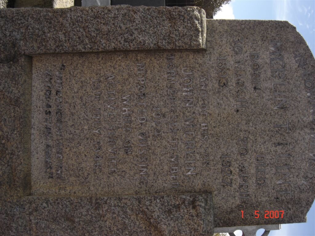 FLINT Merlin T. 1893-1927 :: FLINT John Merlin  1924-1946