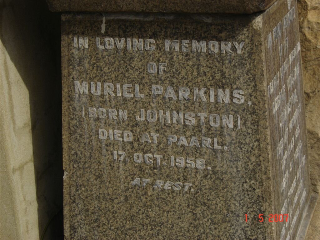PARKINS Muriel nee JOHNSTON -1958