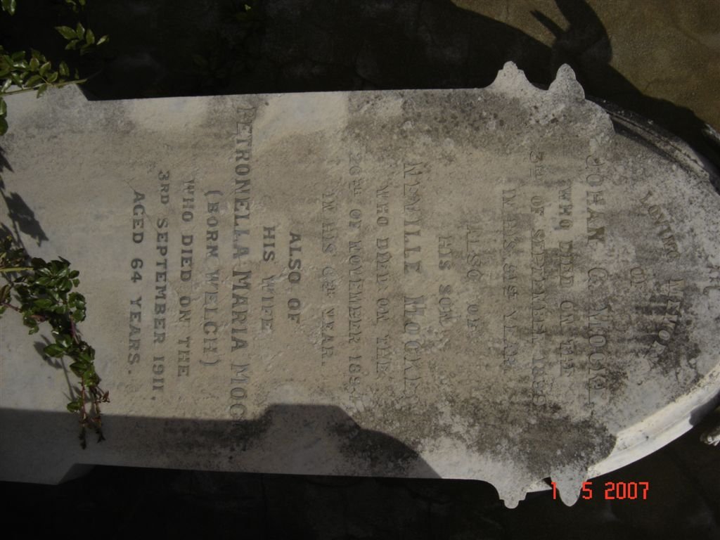 MOCKE Johan G. -1899 &amp; Petronella Maria WELCH -1911 :: MOCKE Neville -1894