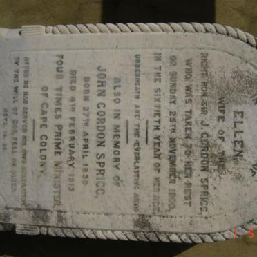 SPRIGG John Gordon 1830-1913 &amp; Ellen -1900