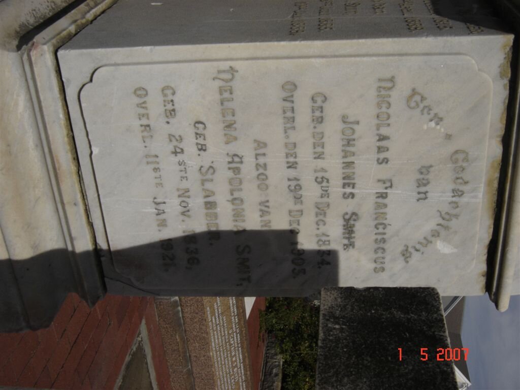 SMIT Nicolaas Franciscus Johannes 1834-1903 &amp; Helena Apolonia SLABBER 1836-1921