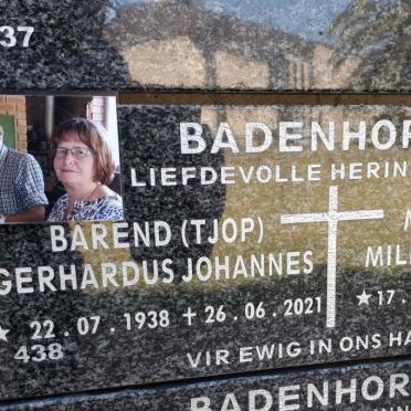 BADENHORST Gerhardus Johannes 1938-2021 &amp; Myra Mildred WIND 1943-2020