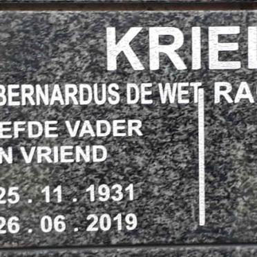 KRIEL Philippus Bernardus de Wet 1931-2019 &amp; Rachel Elizabeth 1932-2017