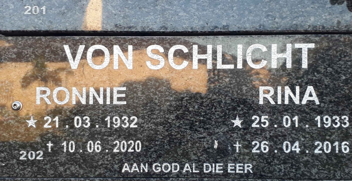 SCHLICHT Ronnie, von 1932-2020 &amp; Rina 1933-2016