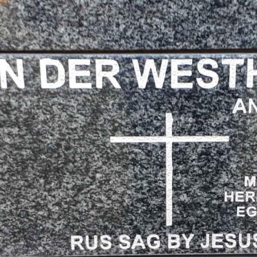 WESTHUIZEN Anna Elizabeth Sophia, van der 1929-2014
