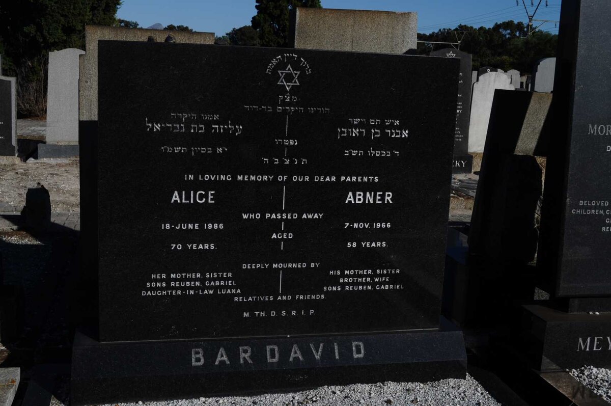 BARDAVID Abner -1966 &amp; Alice -1986