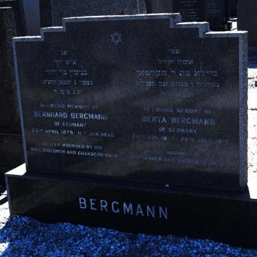 BERGMANN Bernhard 1879-1959 &amp; Berta 1877-1971