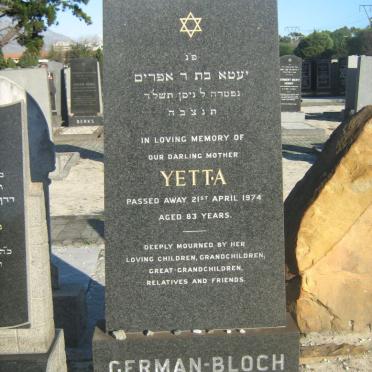 BLOCH Yetta, German -1974