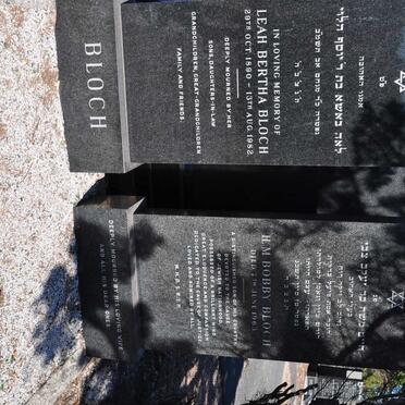 BLOCH H.M. -1963 &amp; Leah Bertha 1890-1982