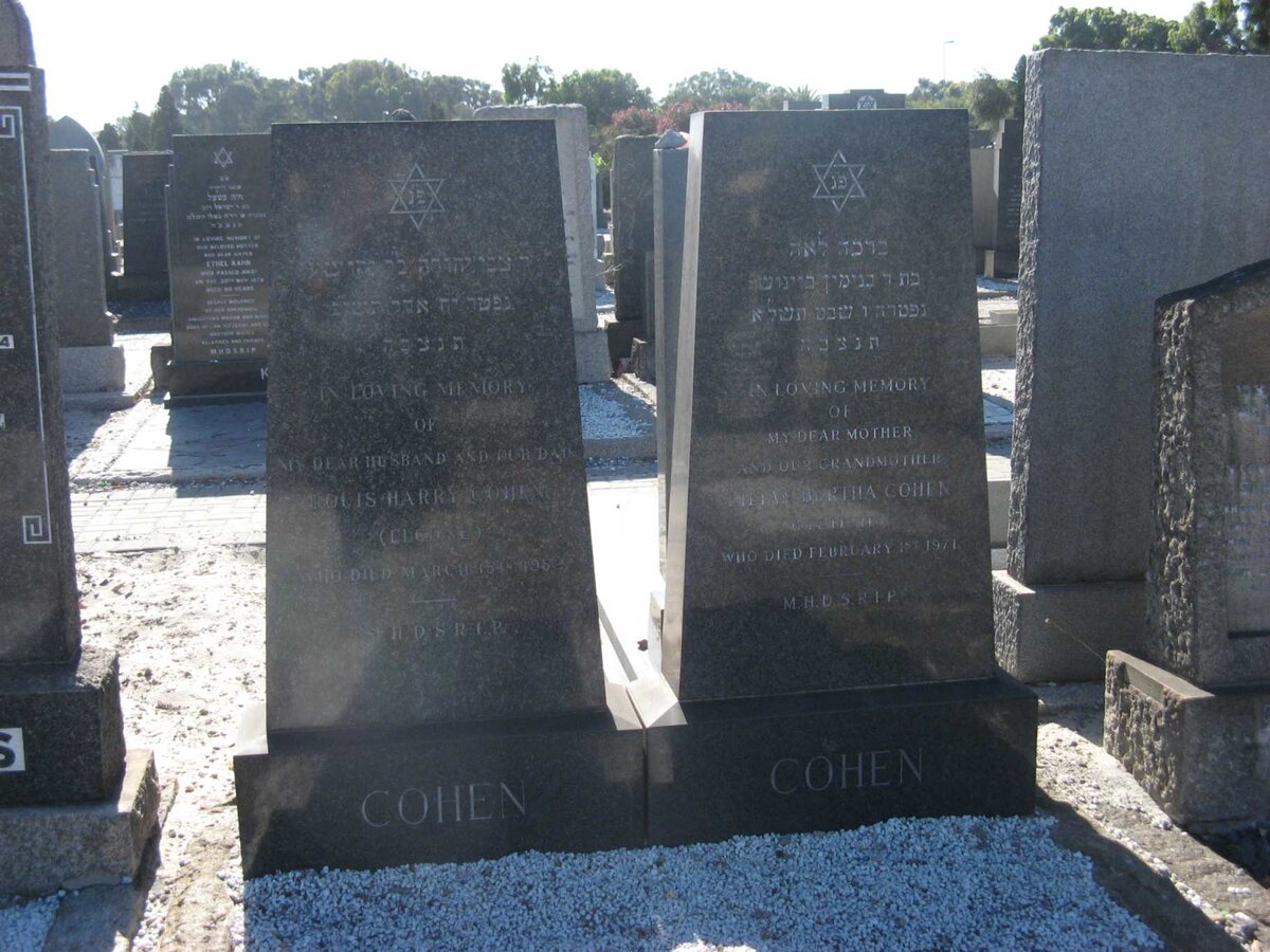 COHEN Louis Harry -1952 &amp; ? Bertha -1971