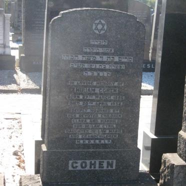 COHEN Miriam 1886-1952