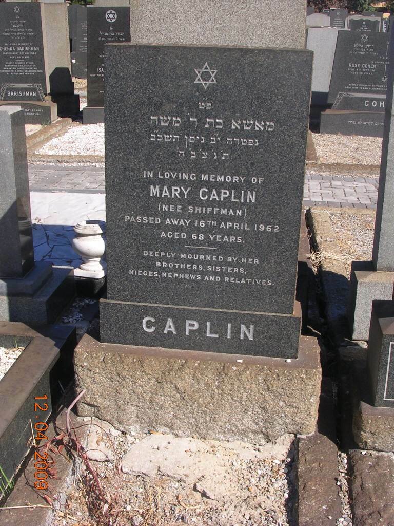 CAPLIN Mary nee SHIFFMAN -1962