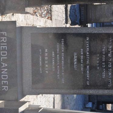 FRIEDLANDER Hannah -1977