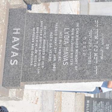 HAVAS Lydia nee RUTENBERG -1960