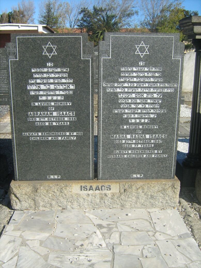 ISAACS Abraham -1956 &amp; Masha Rasha -1947