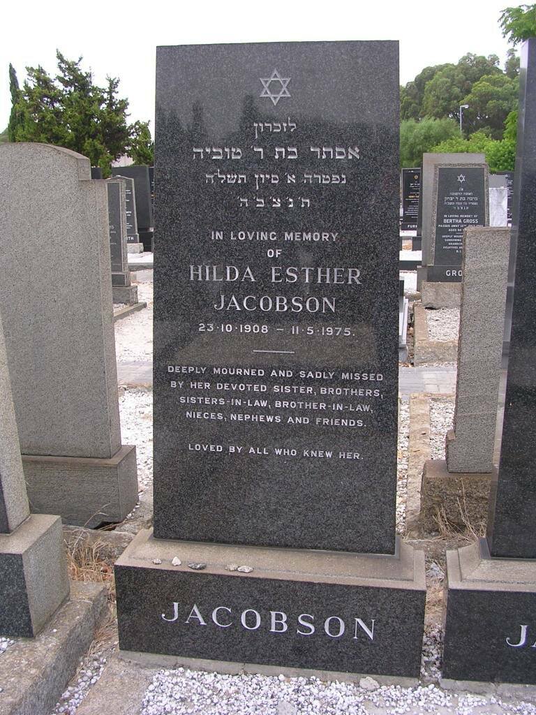 JACOBSON Jack Joseph -1967 &amp; Hilda Esther 1908-1975