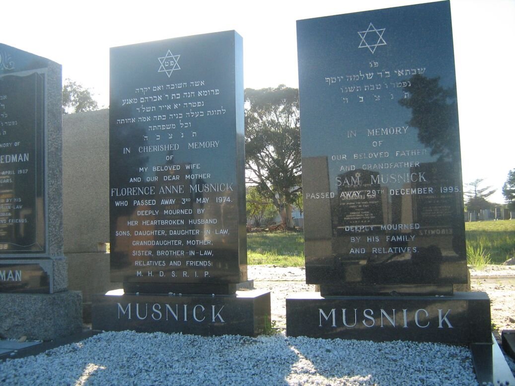 MUSNICK Sam -1995 &amp; Florence Anne -1974