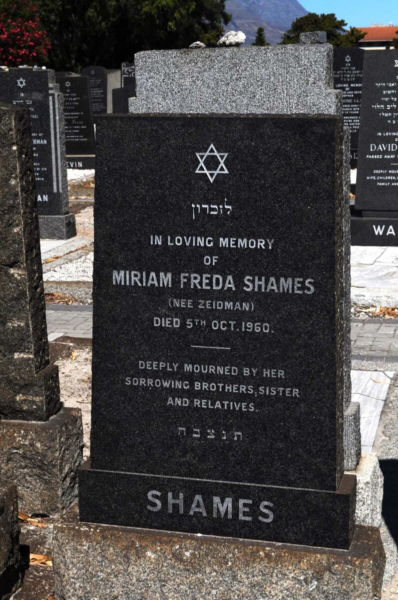 SHAMES Miriam Freda nee ZEIDMAN -1960
