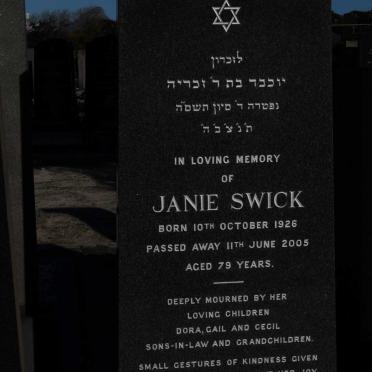 SWICK Janie 1926-2005