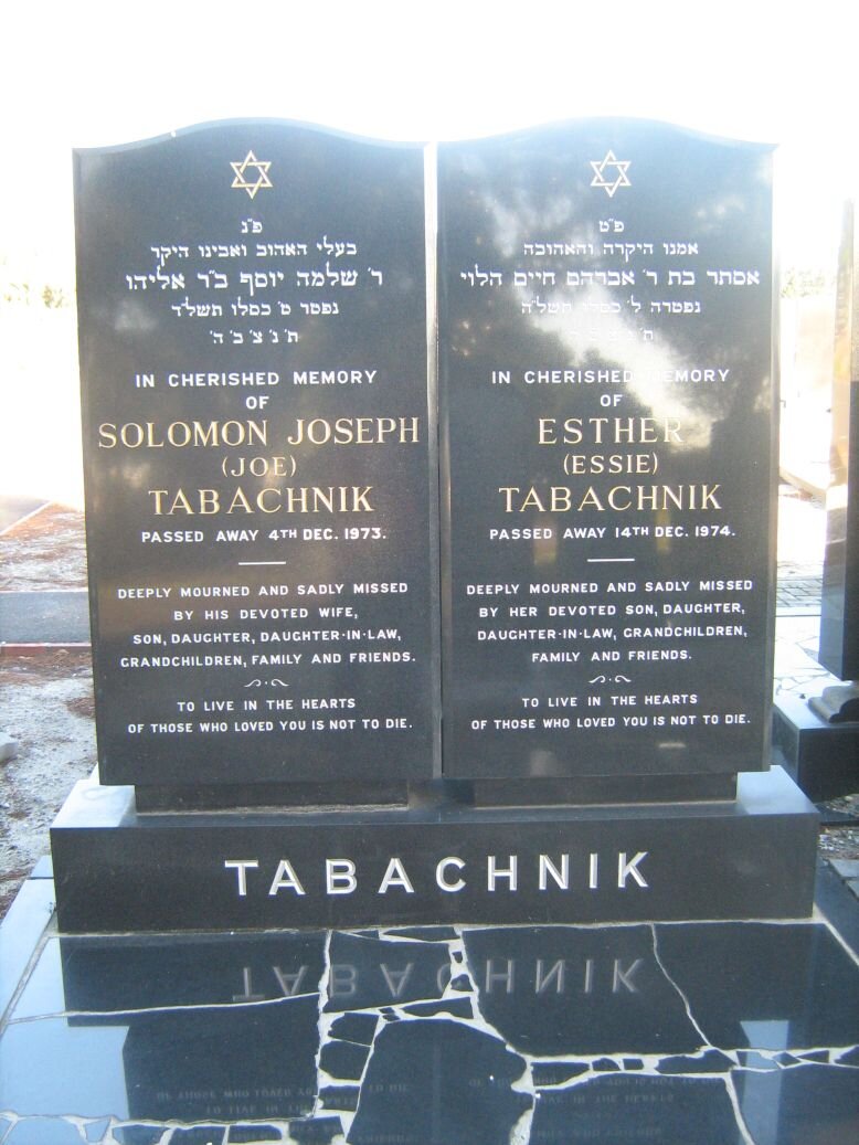 TABACHNIK Solomon Joseph -1973 &amp; Esther -1974