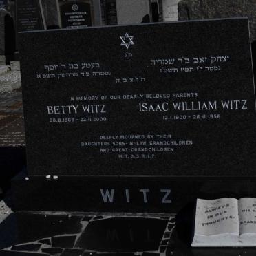 WITZ Isaac William 1900-1956 &amp; Betty 1908-2000
