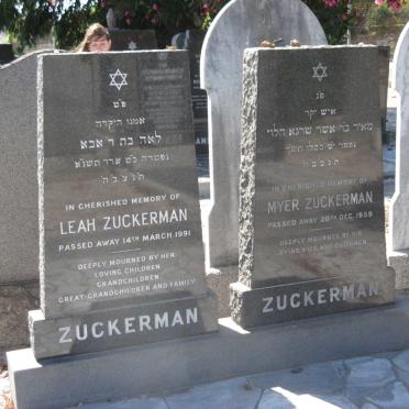 ZUCKERMAN Myer -1959 &amp; Leah -1991