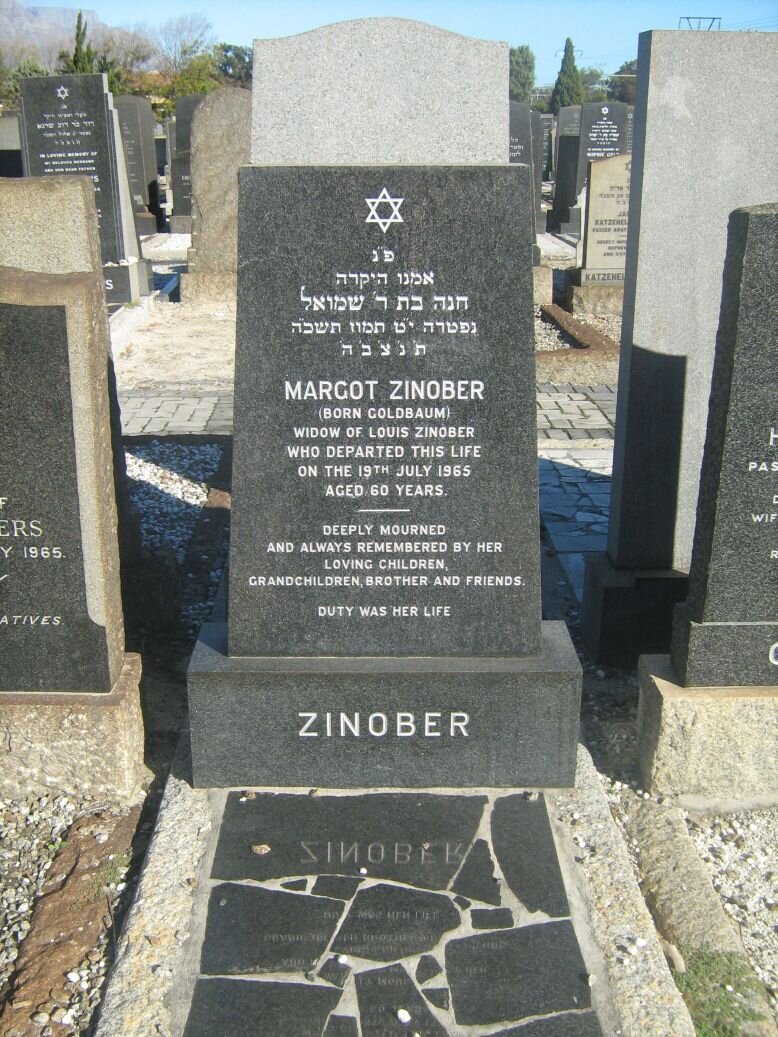 ZINOBER Margot nee GOLDBAUM -1965