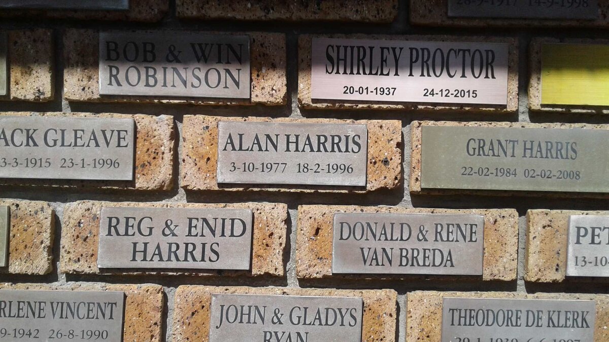 ROBINSON Bob &amp; Win :: PROCTOR Shirley 1937-2015 :: HARRIS Alan 1977-1996 :: HARRIS Grant 1984-2008 :: HARRIS Reg &amp; Enid