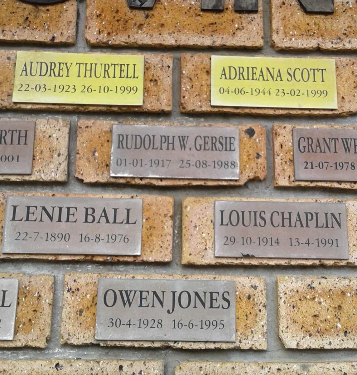 THURTELL Audrey 1923-1999 :: SCOTT Adrieana 1944-1999 :: GERSIE Rudolph W. 1917-1988