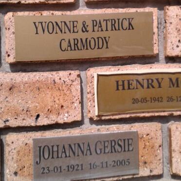 CARMODY Patrick &amp; Yvonne :: GERSIE Johanna 1921-2005