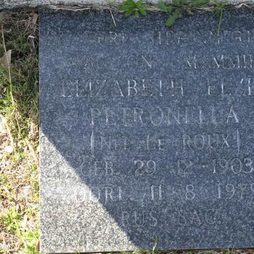 ? Elizabeth Elzie Petronella nee LE ROUX 1903-1979