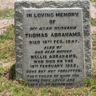 ABRAHAMS Thomas -1947 &amp; Nellie -1952