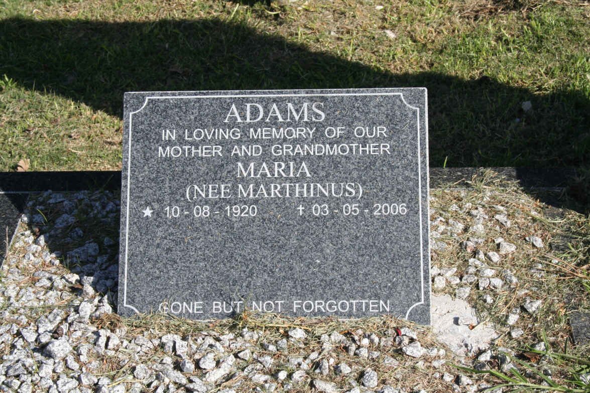 ADAMS Maria nee MARTHINUS 1920-2006