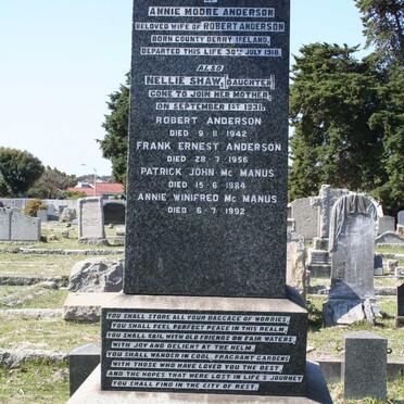 ANDERSON Robert -1942 &amp; Annie Moore -1918 :: SHAW Nellie nee ANDERSON -1931 :: ANDERSON Frank Ernest -1956